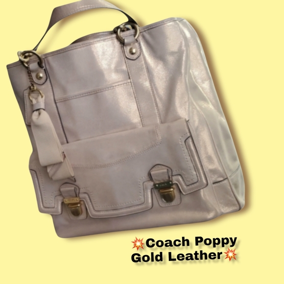 Coach Handbags - 💛💛Coach 17924 Poppy Pushlock Gold Leather Tote